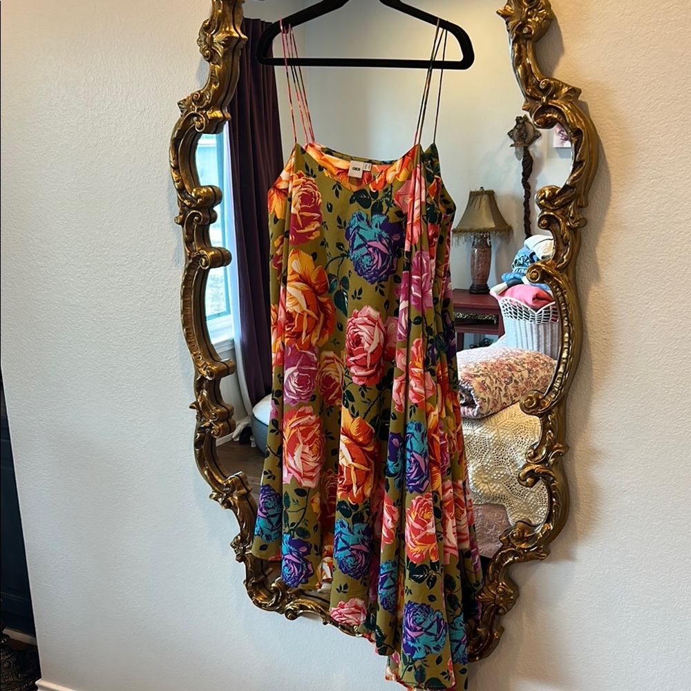 Asos Sz 14 Floral Asymmetrical Dress